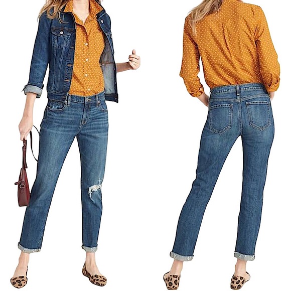 OLD NAVY: Distressed Crop Boyfriend Jeans - Size 10 - Picture 1 of 11